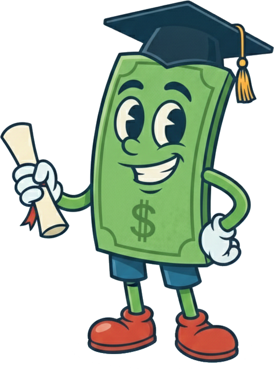 Tipo del billete de dólar con gorro de graduación