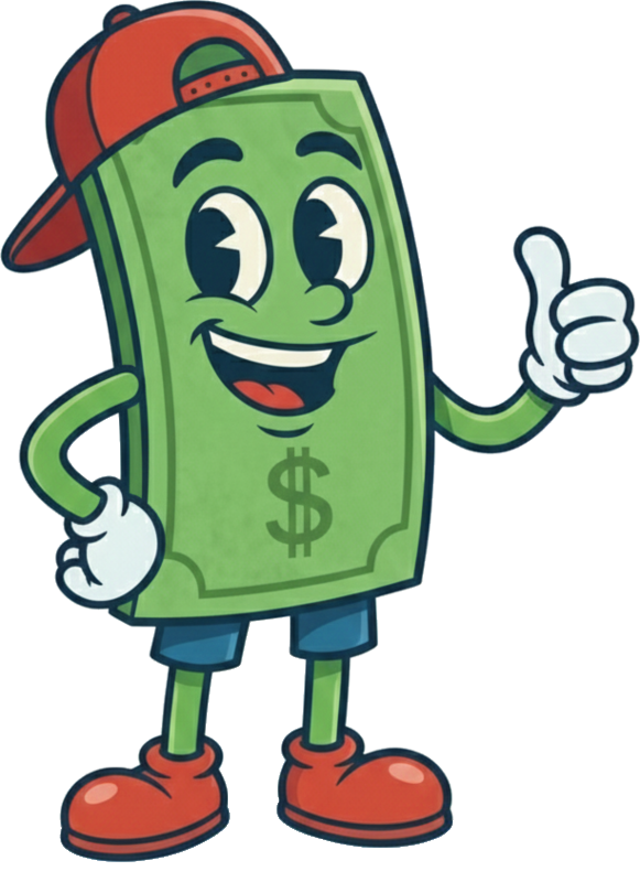 El tipo del dólar en un coche rojo